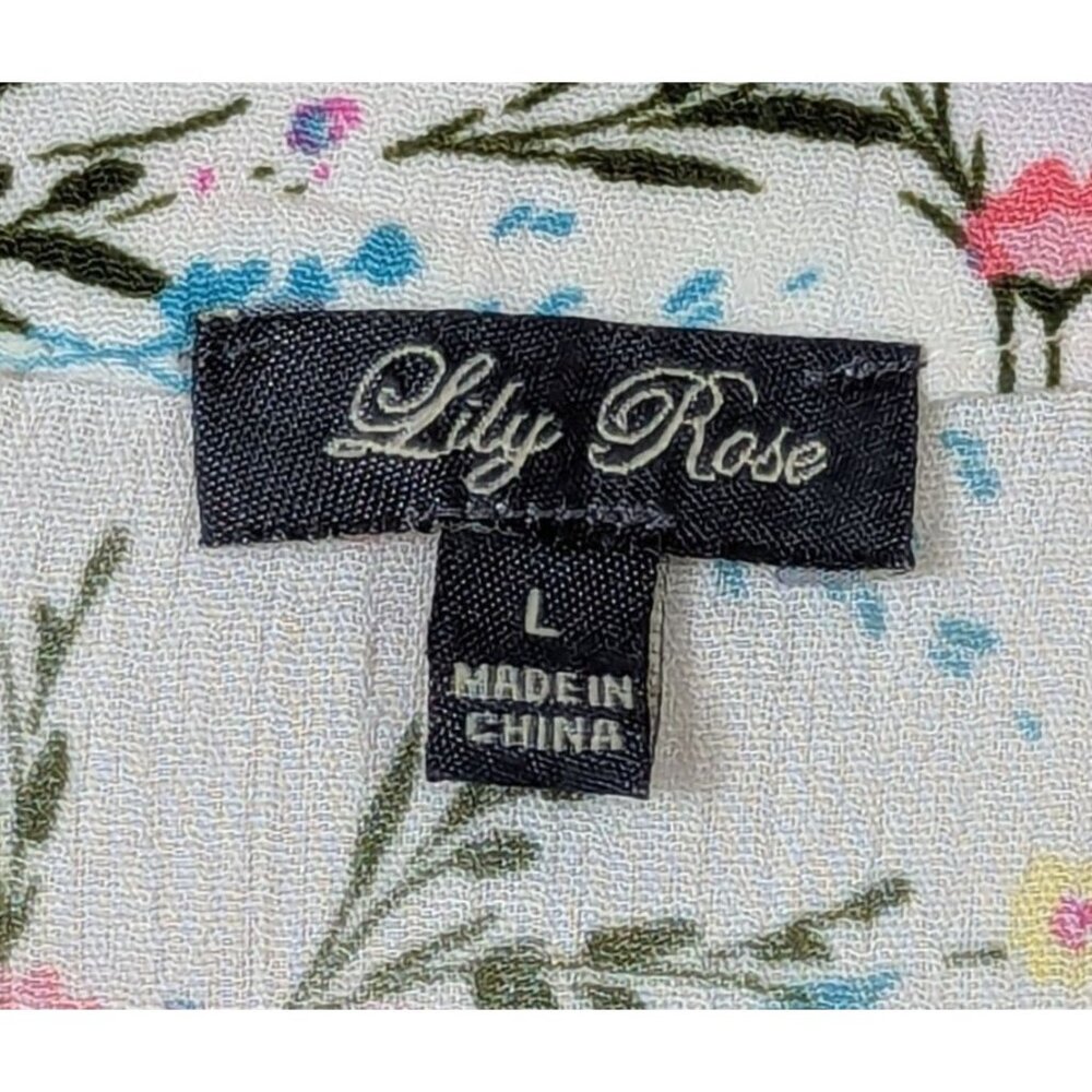 Lily Rose size L Ruffle Button Front Flutter Romper Pink Aqua Florals Juniors - Picture 7 of 14